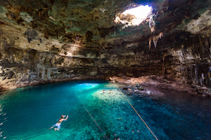 Mexican cenote in Valladolid Yucatan - image by Simon Dannhauer