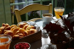 Typical German breakfast with Brötchen and Coffee